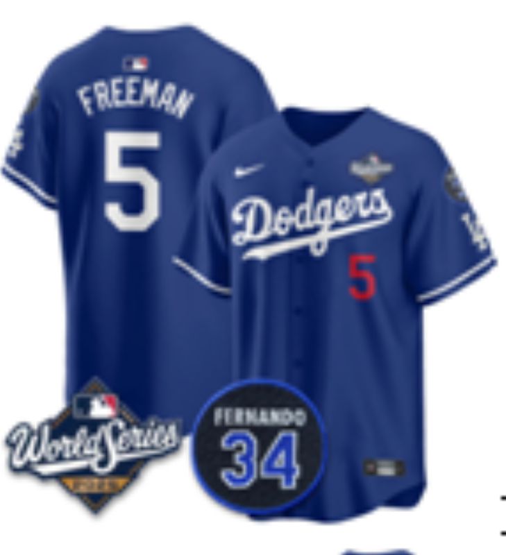 Men 2025 Nike Los Angeles Dodgers #5 Freeman Blue Game MLB Jersey 01
